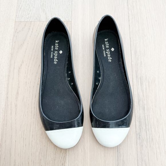 Kate Spade Jelly Flats in Black White Womens Size 6 - Picture 4 of 8